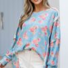 Sweet Perfection Blue Large Floral Sweater