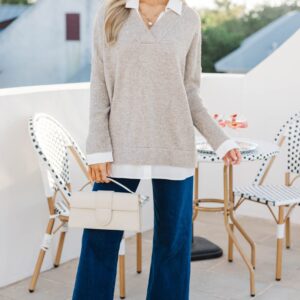 Alternative view of An Easy Love Taupe Layered Sweater