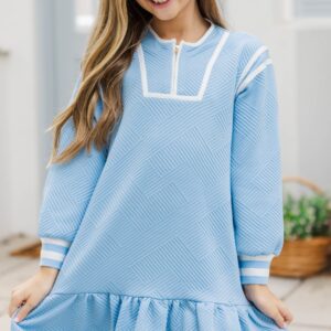 Time Of My Life Light Blue Textured Dress
