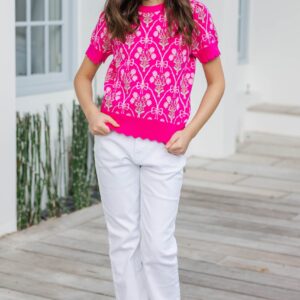 Alternative view of Shine A Little Brighter Pink Bow Print Sweater