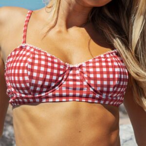 Alternative view of Red Plaid Knot Bikini Set