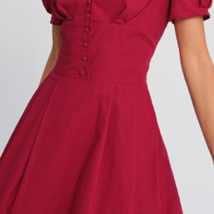 Alternative view of Red V Neck Midi Dress