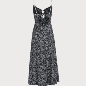 Alternative view of Black Floral Tie Straps Maxi Dress